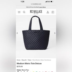 Great condition MZ Wallace medium metro tote in black